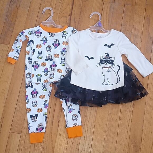 Baby Girl Halloween Tutu Outfit & Mini Mouse Pajama Set 4 Pieces Size 12mo - Picture 1 of 6